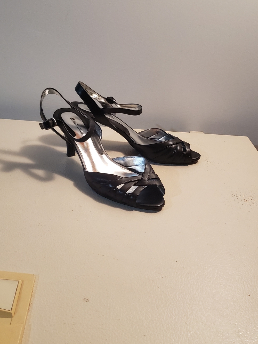Naturalizer Black Strappy Slingback Heels